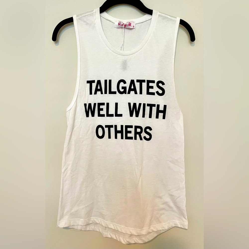 The Indigo Child White Tank Top TAILGATES WELL WITH OTHERS Size Small